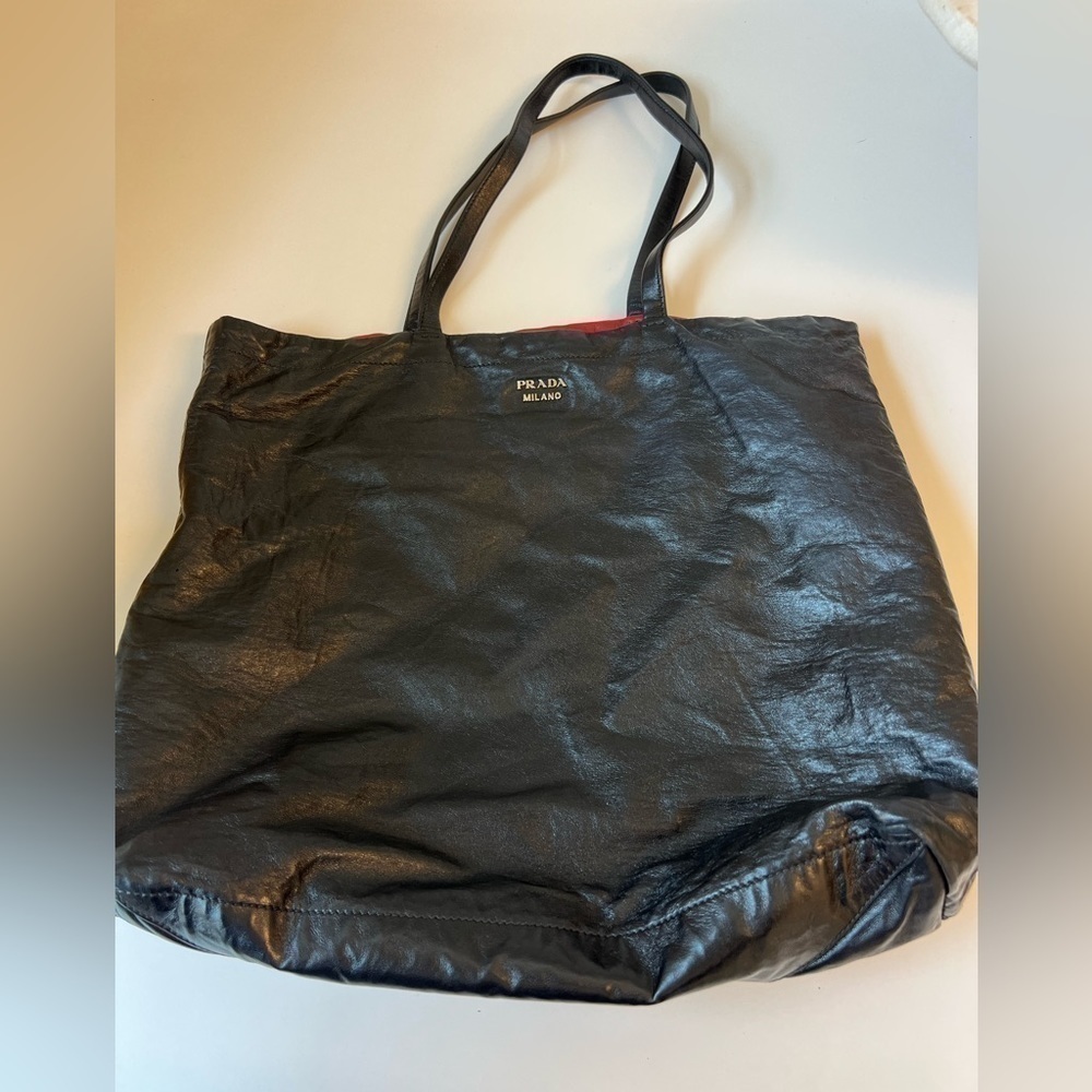 Prada Leather Bi Color Reversible Tote Bag. Excellent Condition